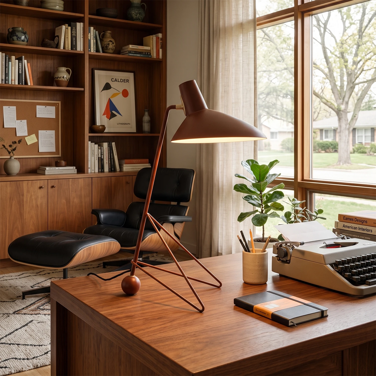 Aldric Table Lamp – Black Enamelled Iron – 1950s Retro Design, E27 (ES), H 45cm (17.7")
