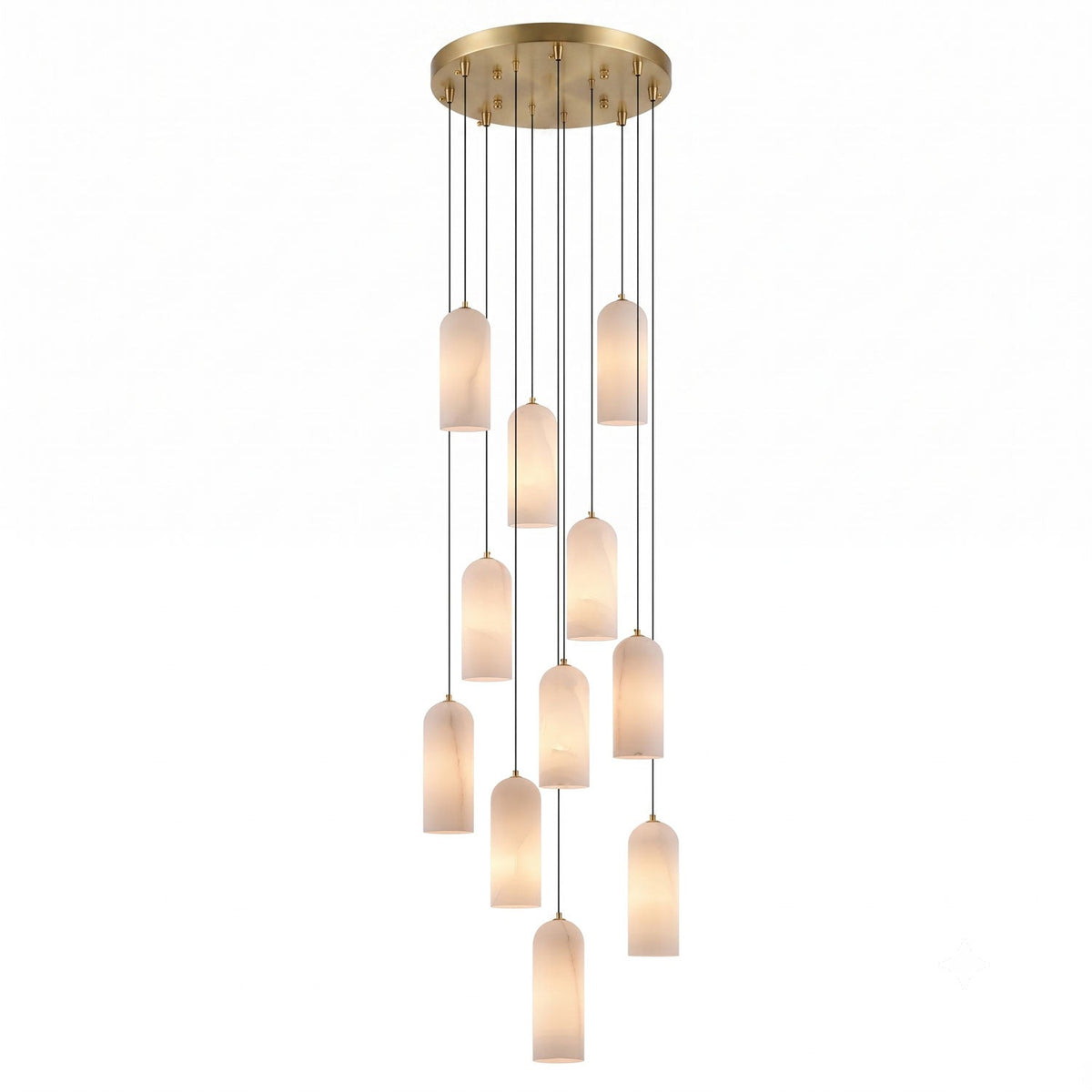 Monty natural alabaster pendant light with braided cable — image 50