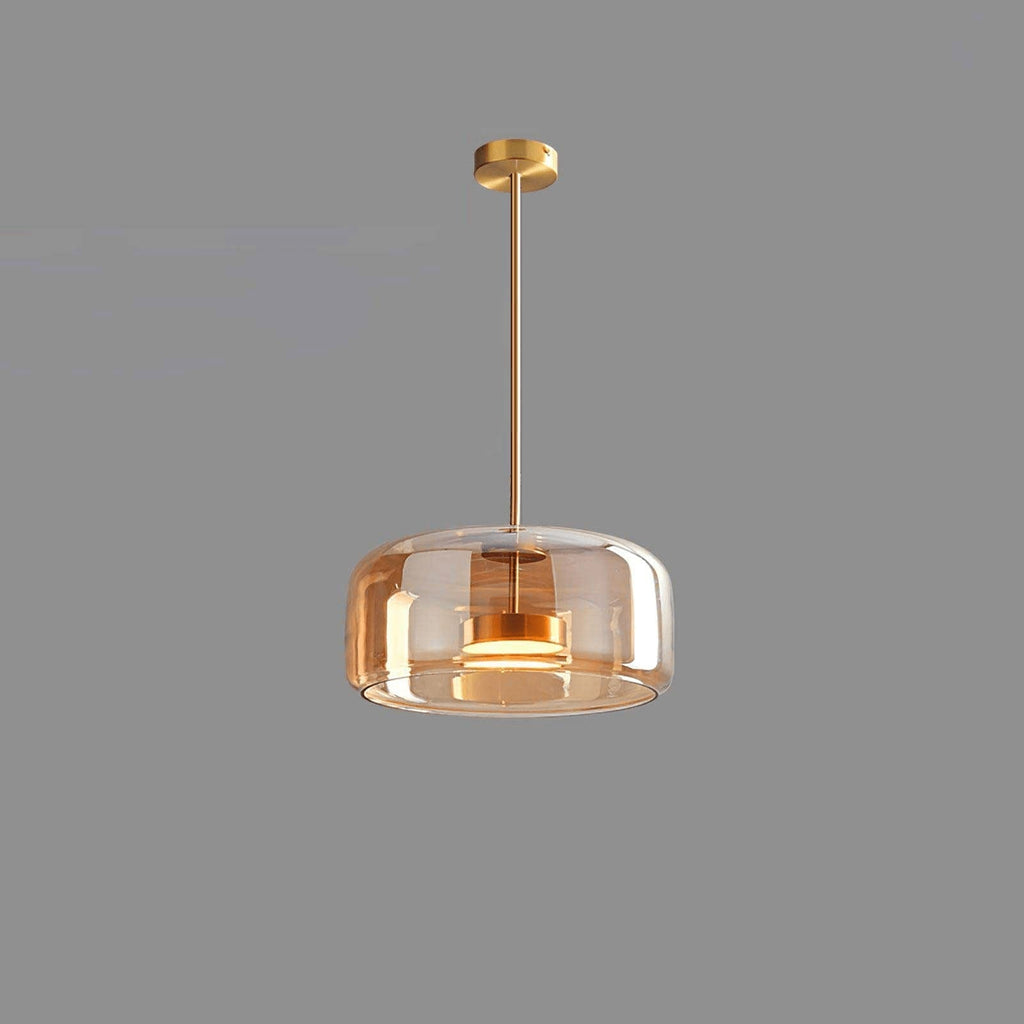 Smoked Glass Dome Pendant Light – Matt Black or Gold Stem