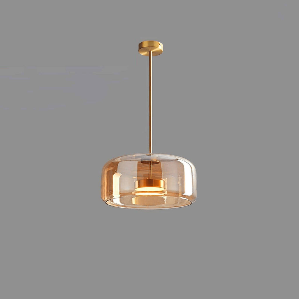 Smoked Glass Dome Pendant Light – Matt Black or Gold Stem