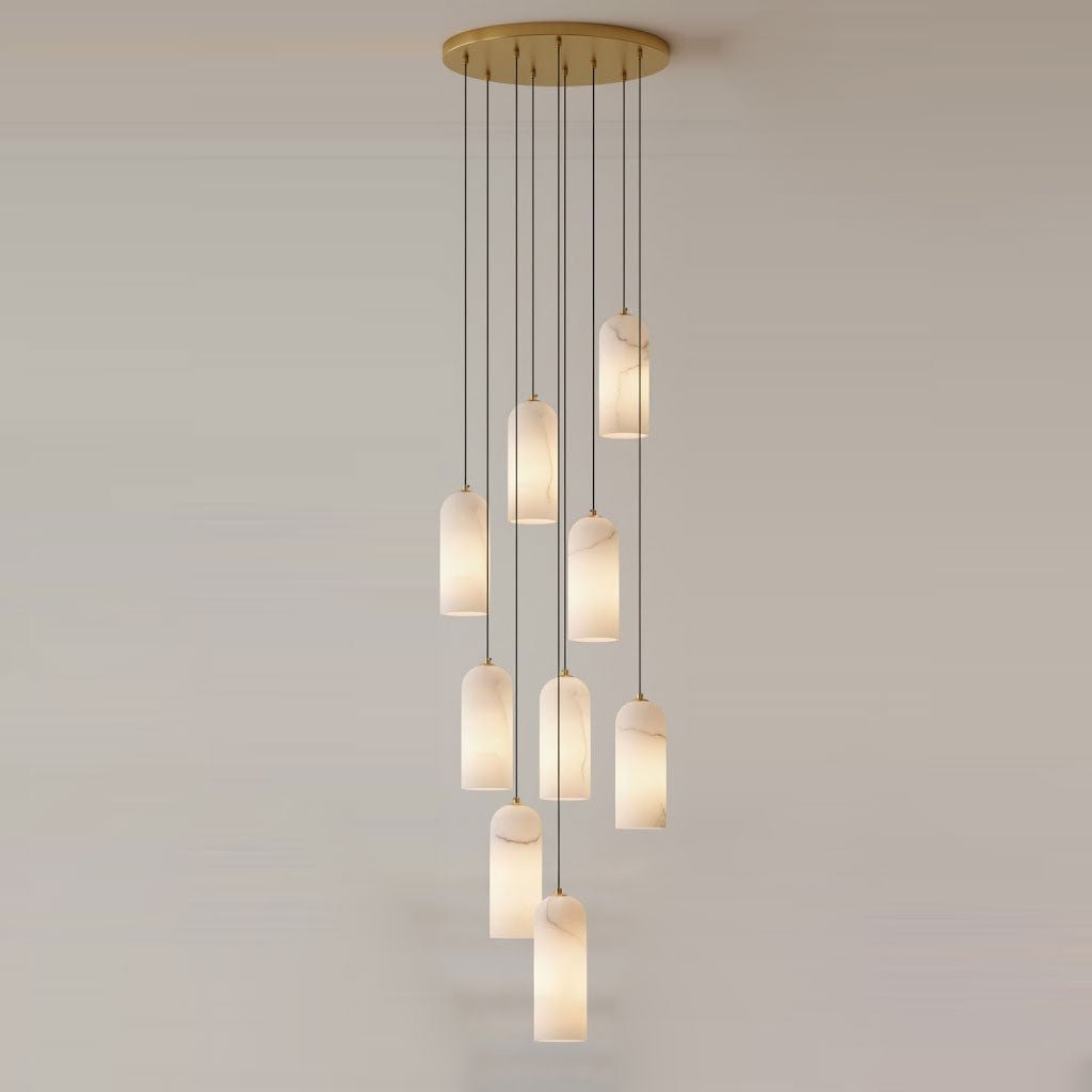 Monty natural alabaster pendant light with braided cable — image 27