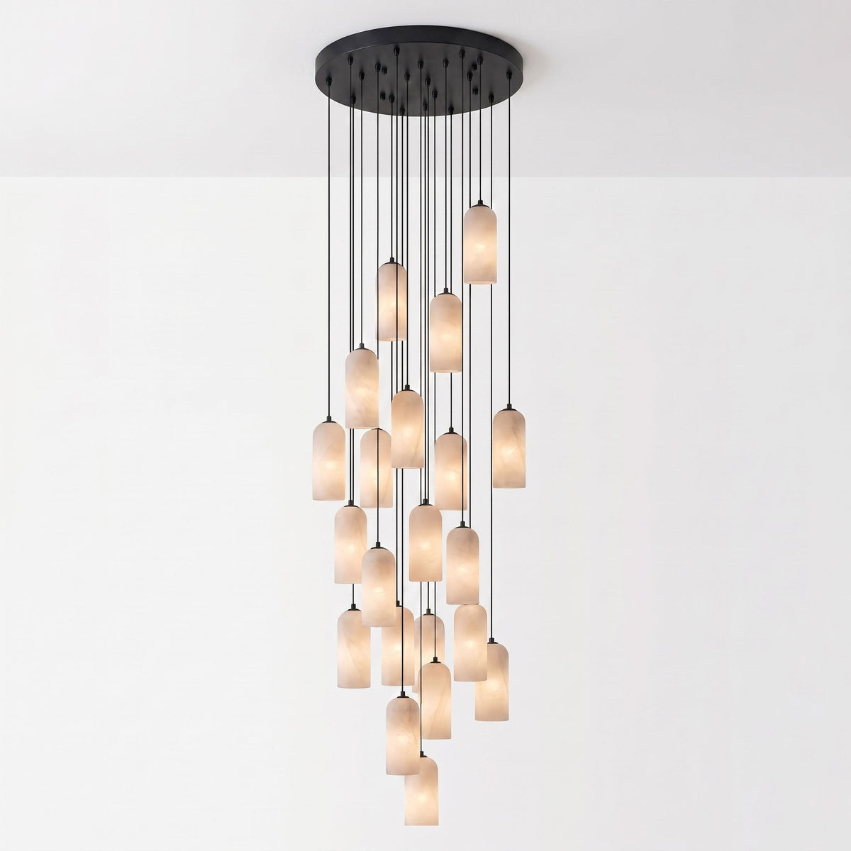 Monty natural alabaster pendant light with braided cable — image 57