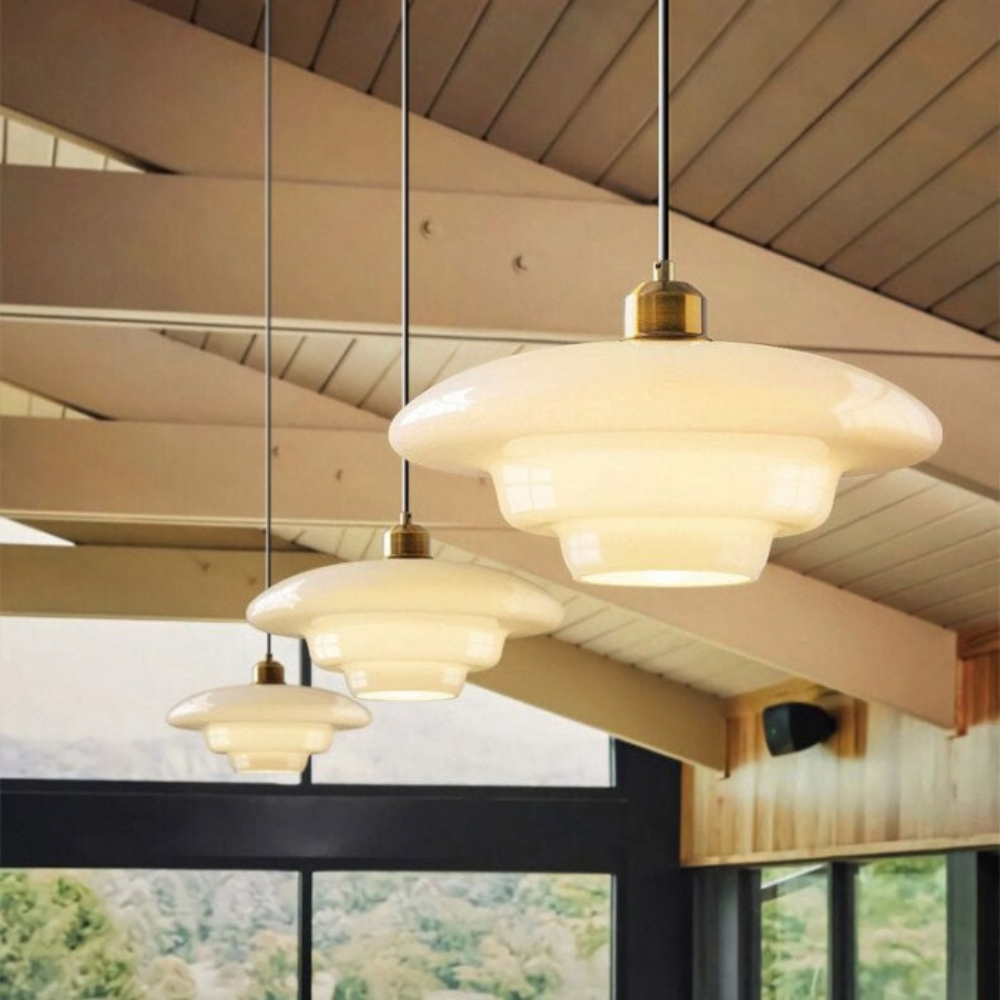 Art Deco Tiered Glass Pendant Light – Layered Glass Shade