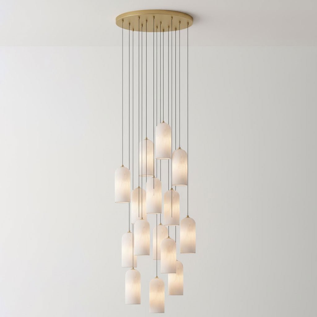Monty natural alabaster pendant light with braided cable — image 29