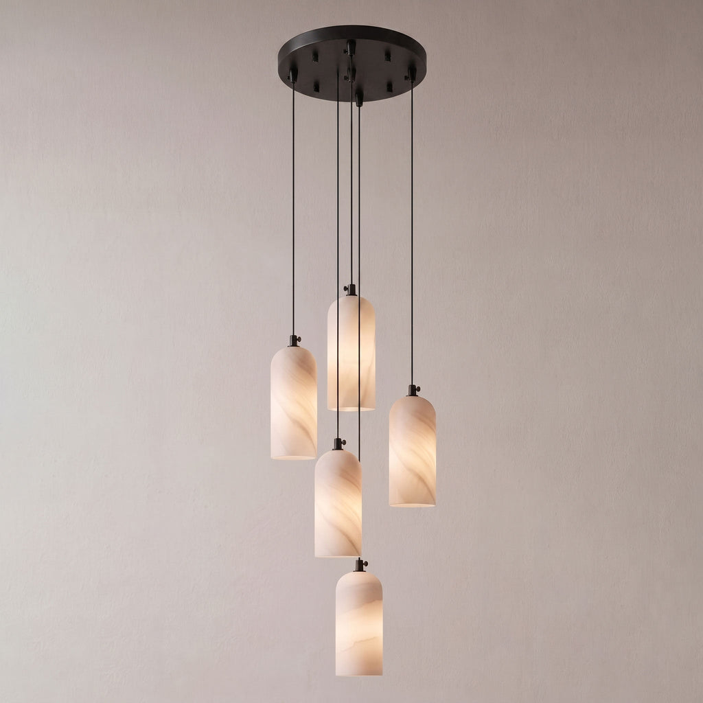 Monty natural alabaster pendant light with braided cable — image 56