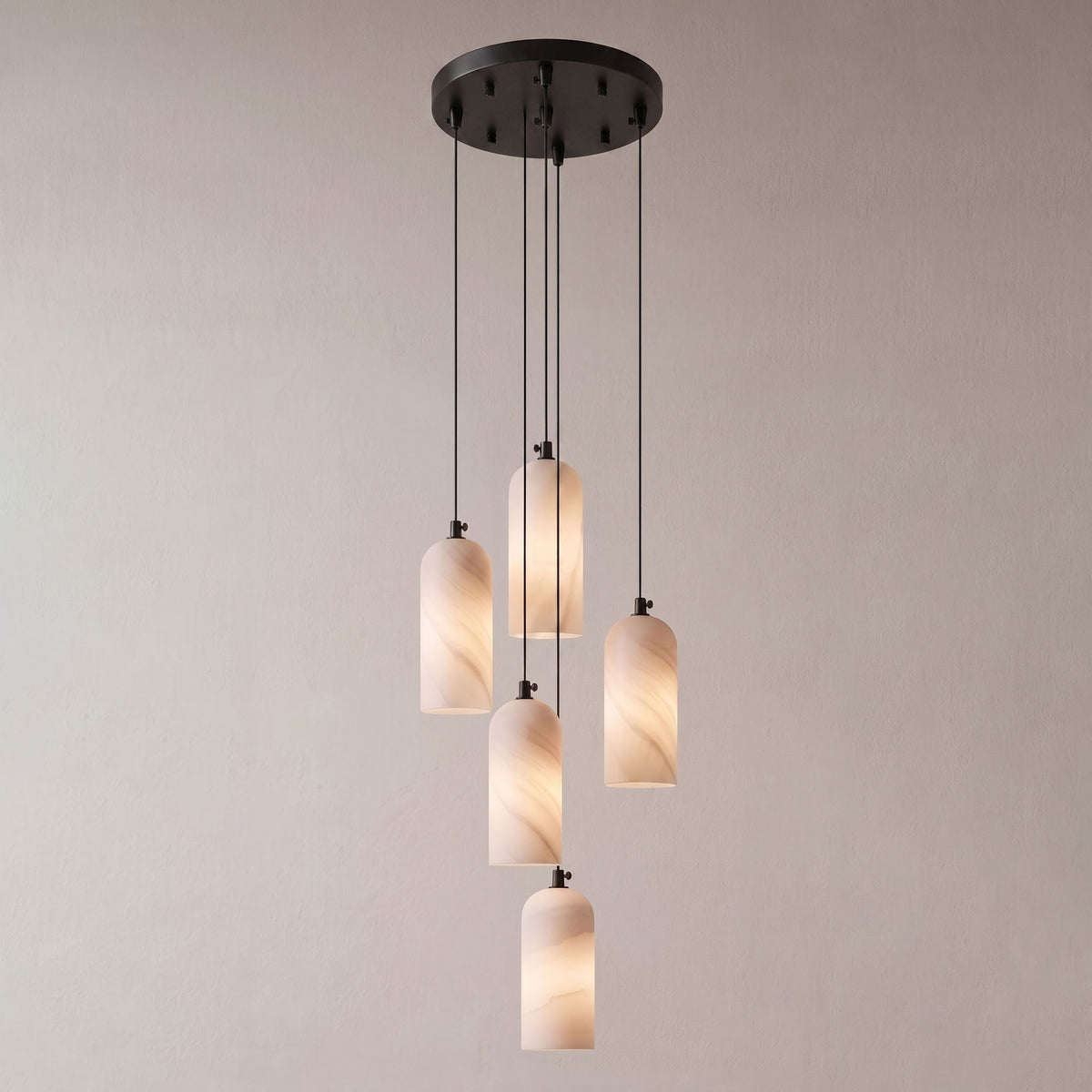 Monty natural alabaster pendant light with braided cable — image 56