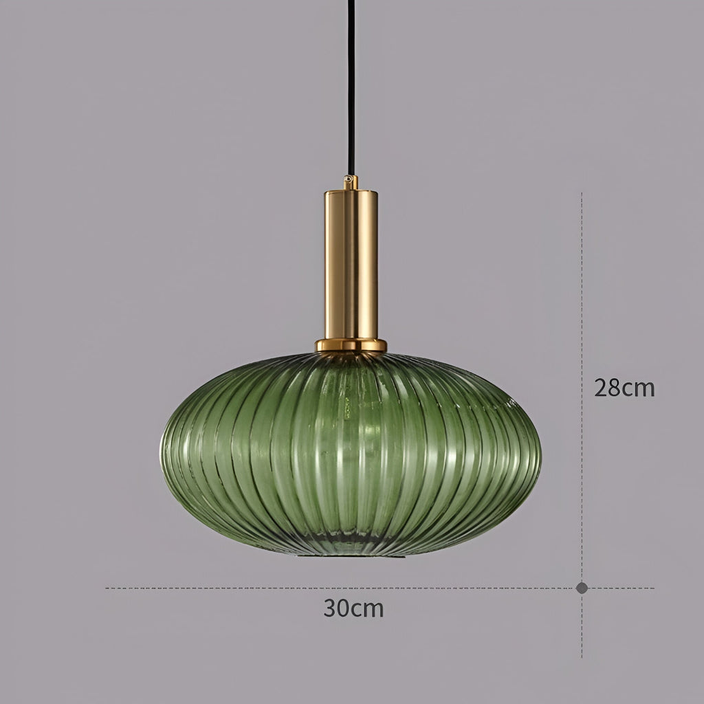 Coloured Blown Glass Pendant Light – Retro Wrought Iron Frame – view 43