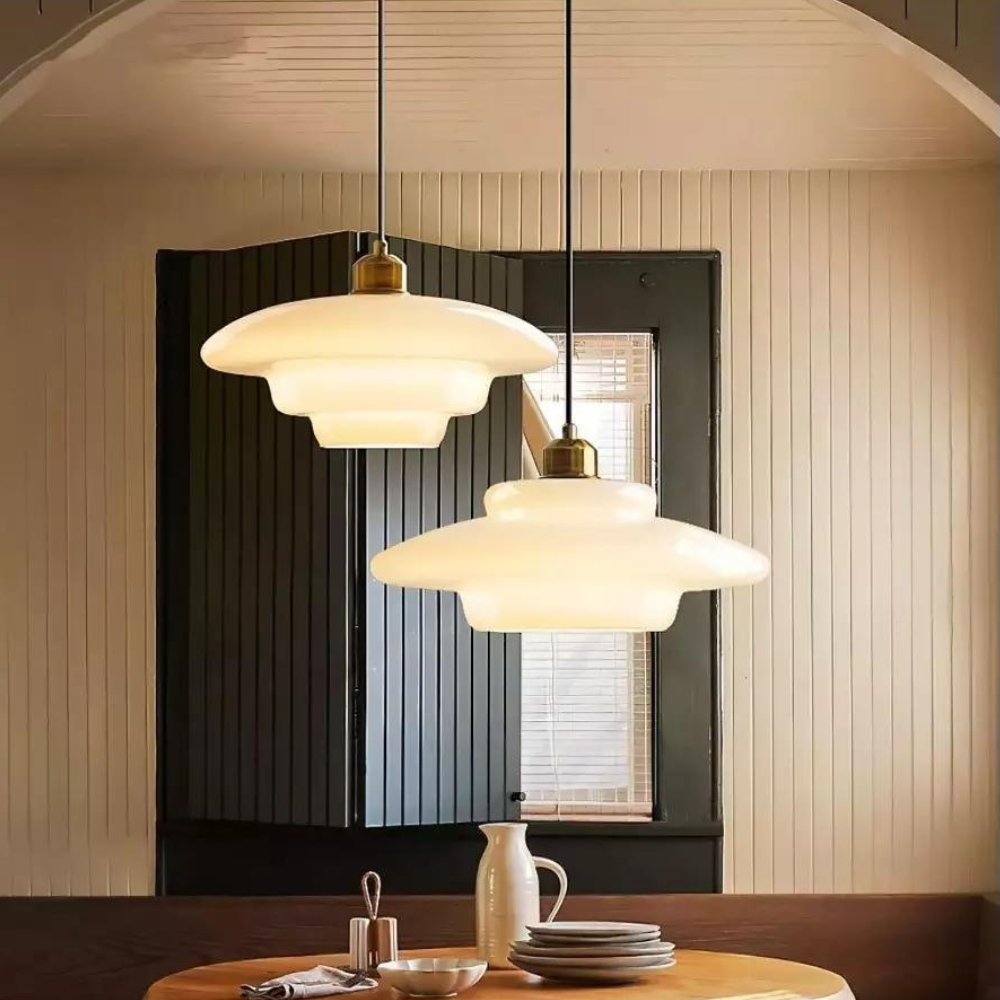 Art Deco Tiered Glass Pendant Light – Layered Glass Shade