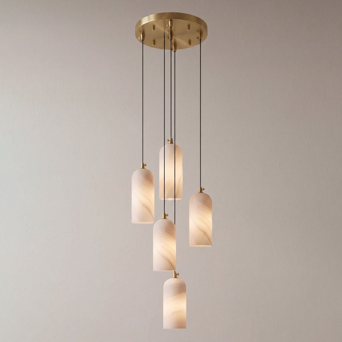 Monty natural alabaster pendant light with braided cable — image 53