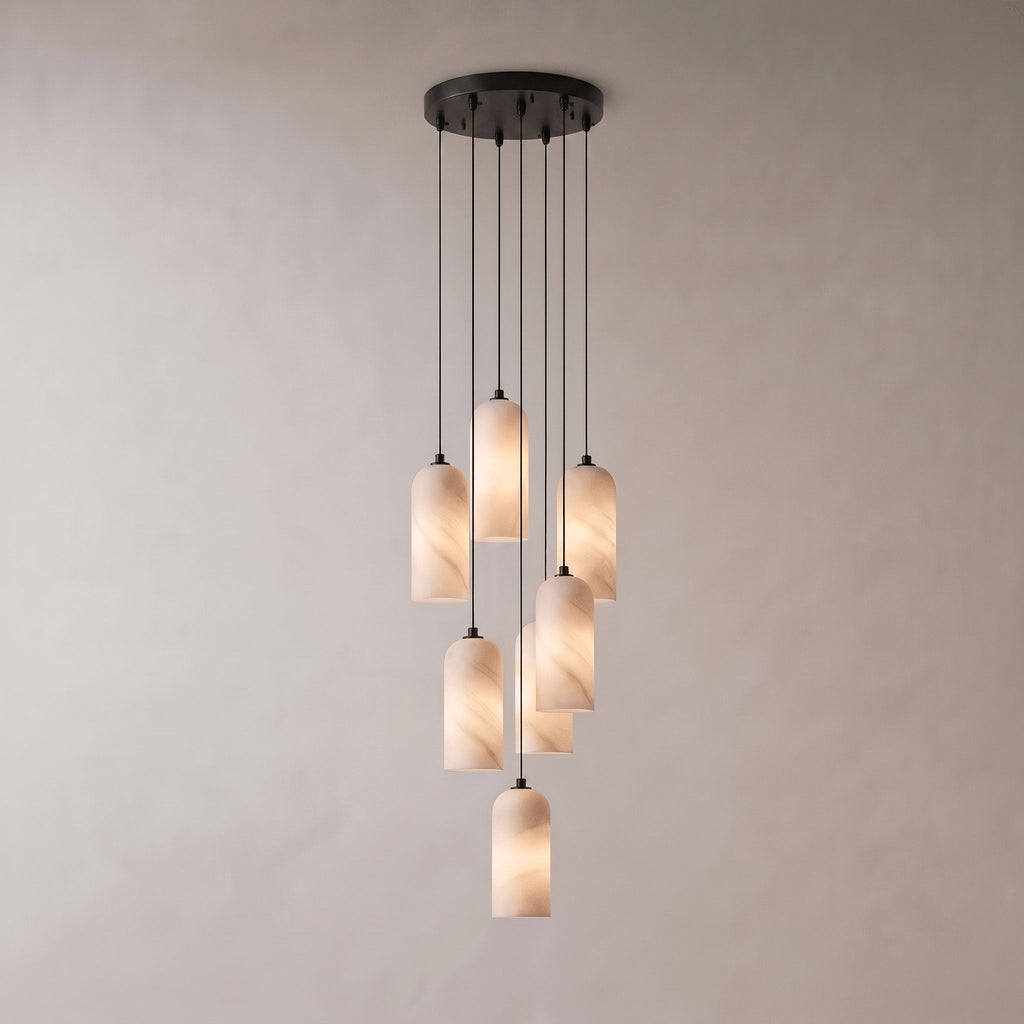 Monty natural alabaster pendant light with braided cable — image 61