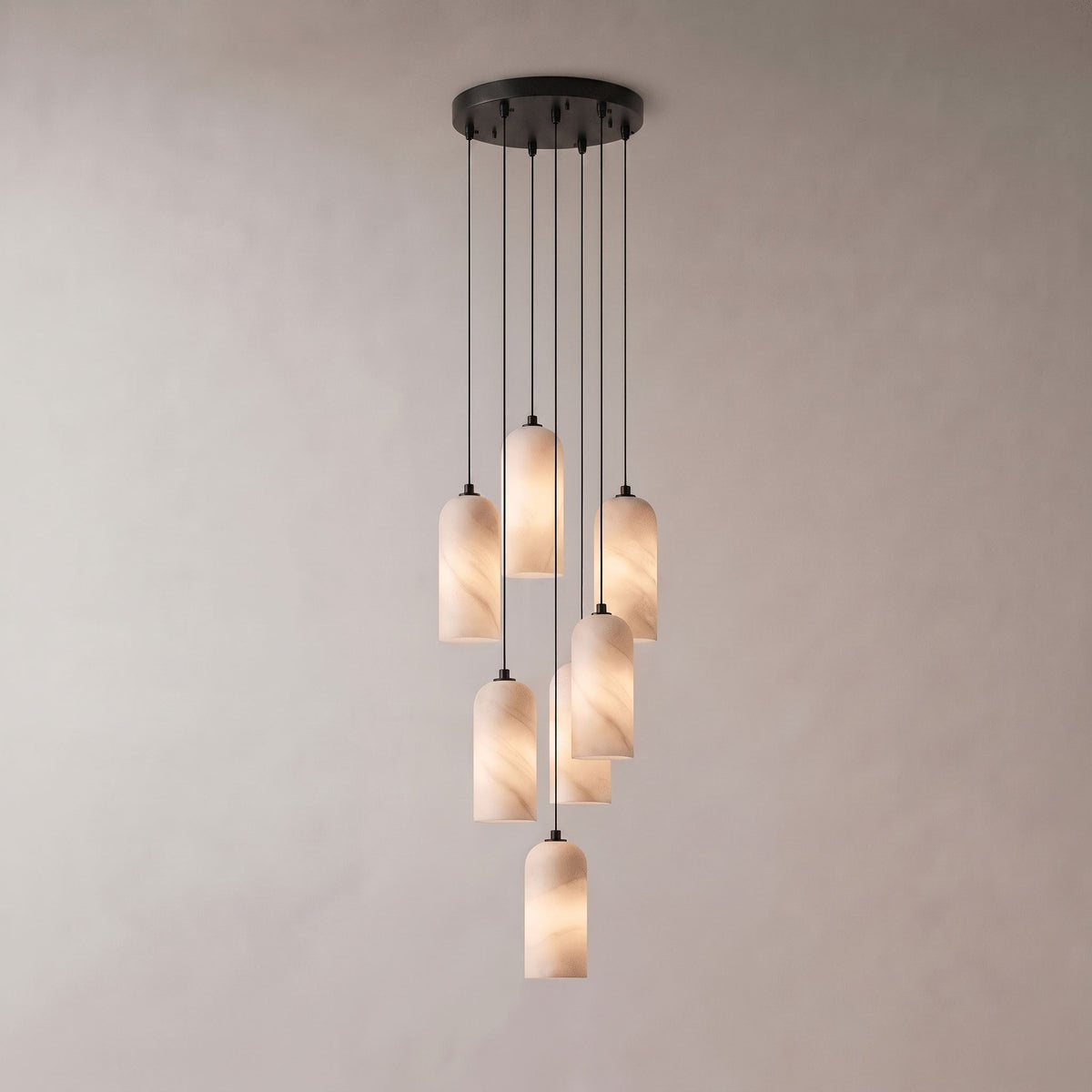Monty natural alabaster pendant light with braided cable — image 61