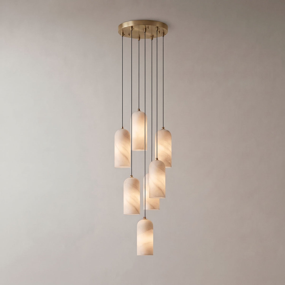 Monty natural alabaster pendant light with braided cable — image 54