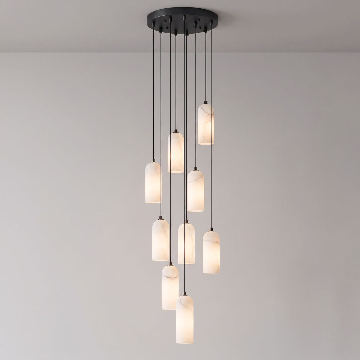 Monty natural alabaster pendant light with braided cable — image 59