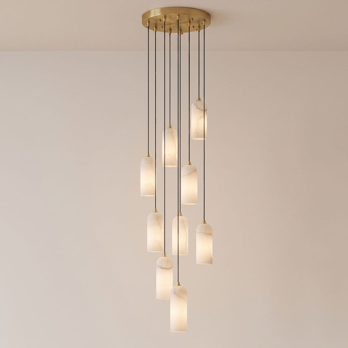 Monty natural alabaster pendant light with braided cable — image 55