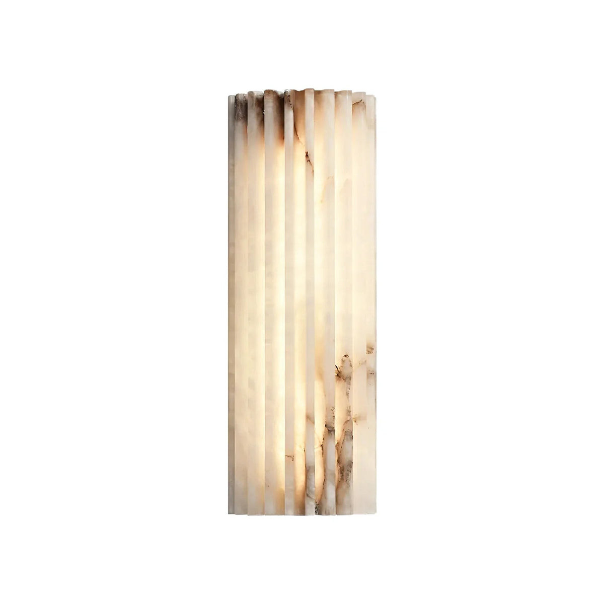 Sculpted Alabaster Wall Light – Brass Frame, Integrated LED