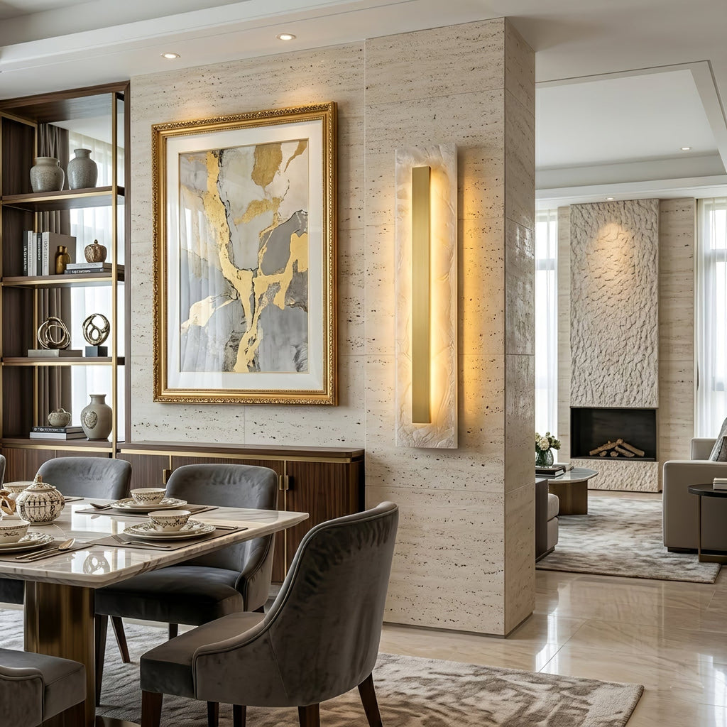 Wall Light – Hand-Sculpted Natural Alabaster – Soft Light, Integrated LED, H 30cm