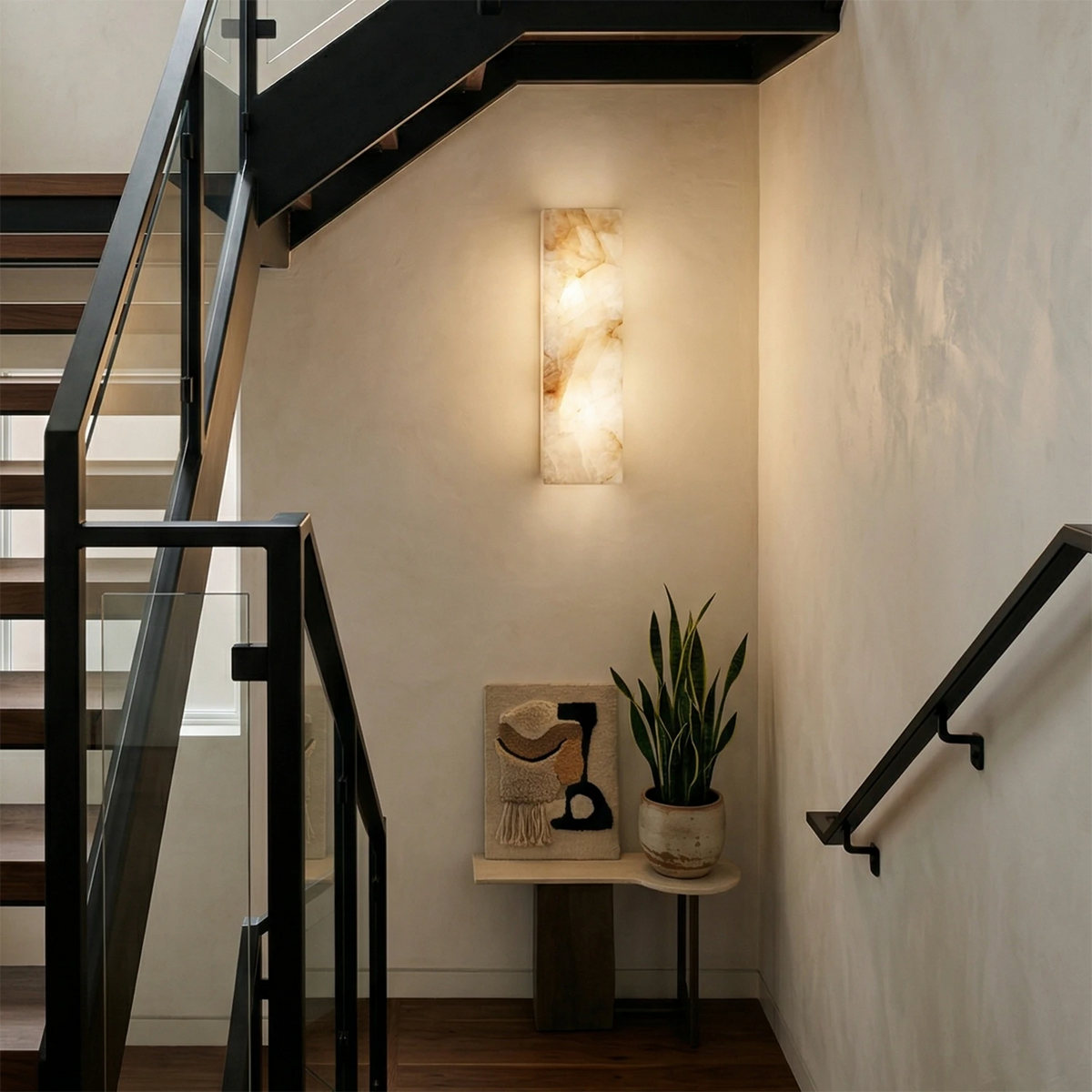Alabastrine Wall Light - Polished White Alabaster, soft lighting, integrated LED, H 30cm