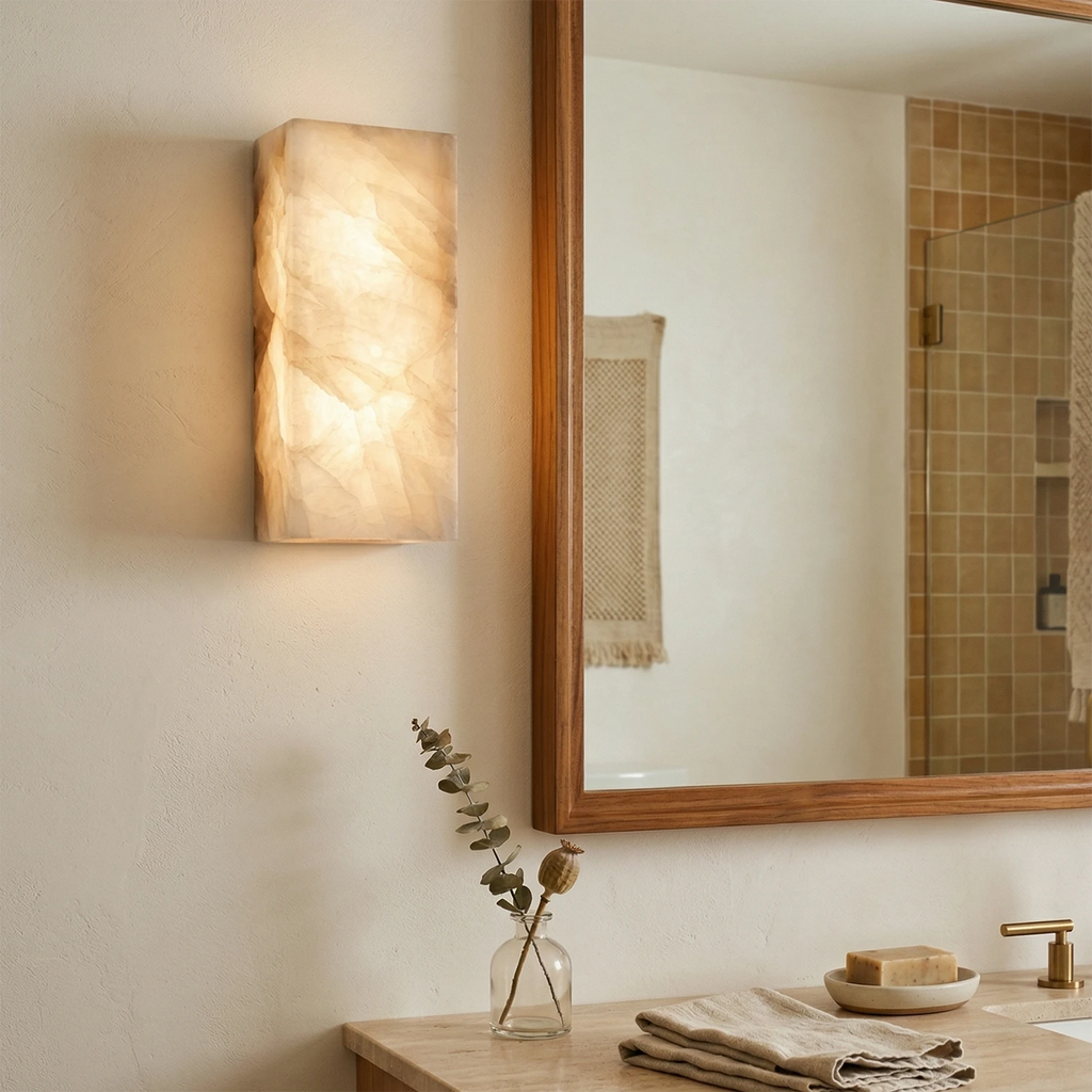 Alabastrine Wall Light - Polished White Alabaster, soft lighting, integrated LED, H 30cm
