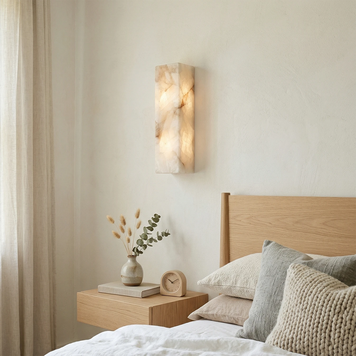 Alabastrine Wall Light - Polished White Alabaster, soft lighting, integrated LED, H 30cm