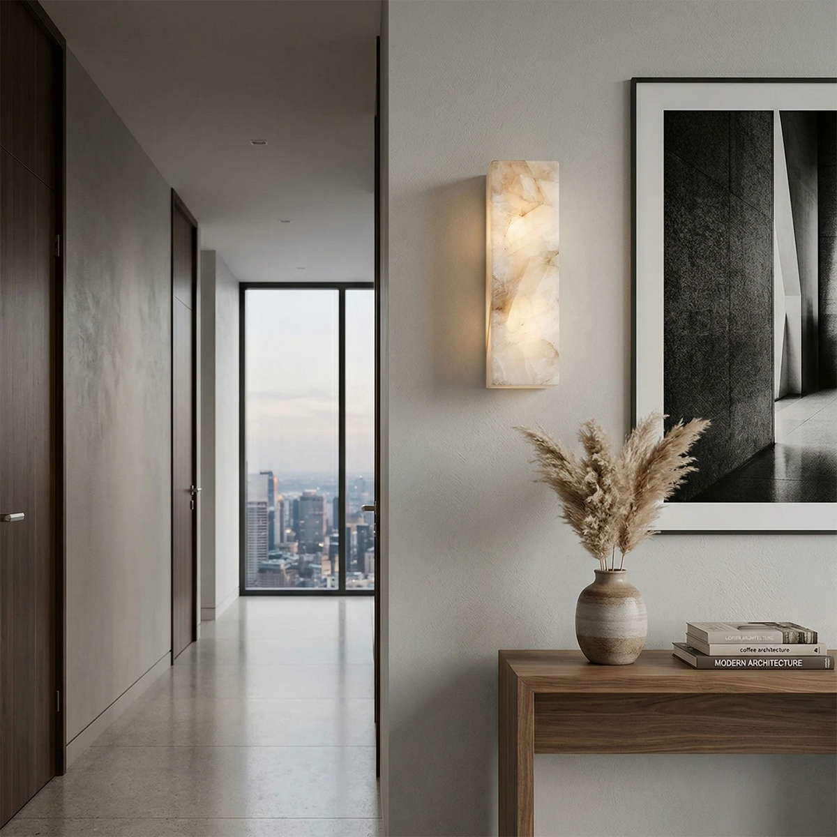 Alabastrine Wall Light - Polished White Alabaster, soft lighting, integrated LED, H 30cm