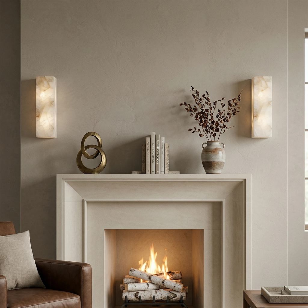 Alabastrine Wall Light - Polished White Alabaster, soft lighting, integrated LED, H 30cm