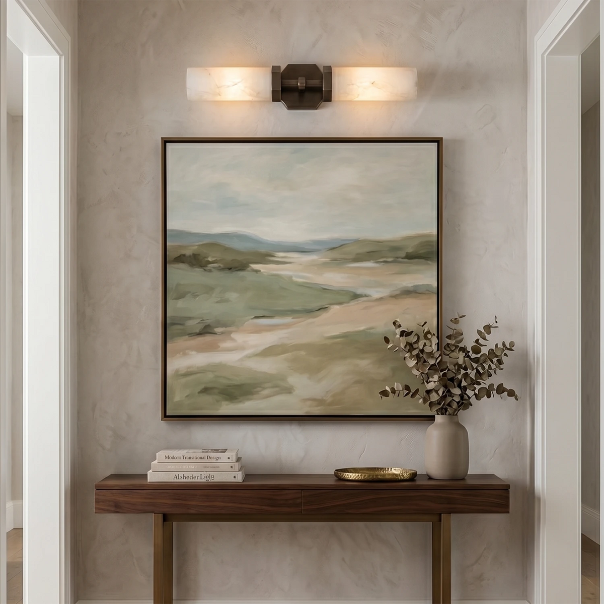 Alabastrine Twin Wall Light – White Alabaster and Metal
