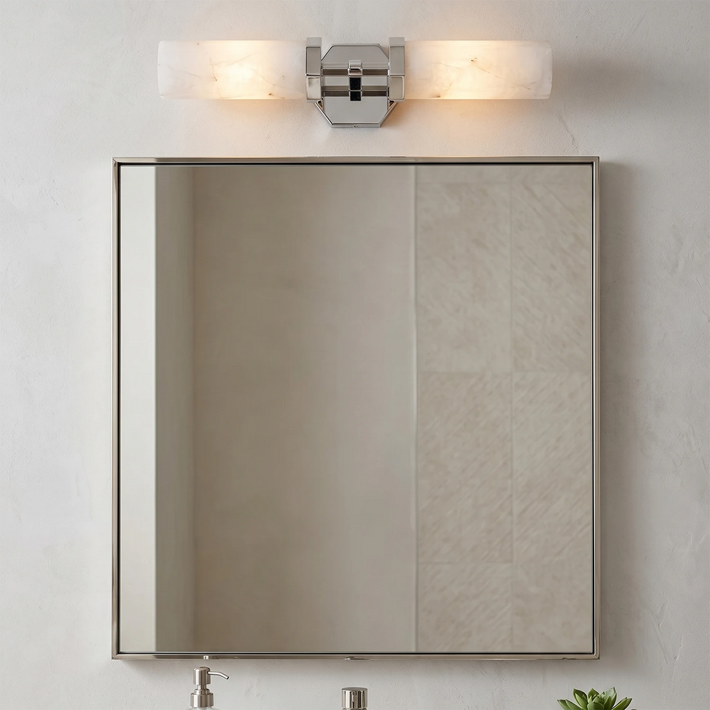 Alabastrine Twin Wall Light – White Alabaster and Metal