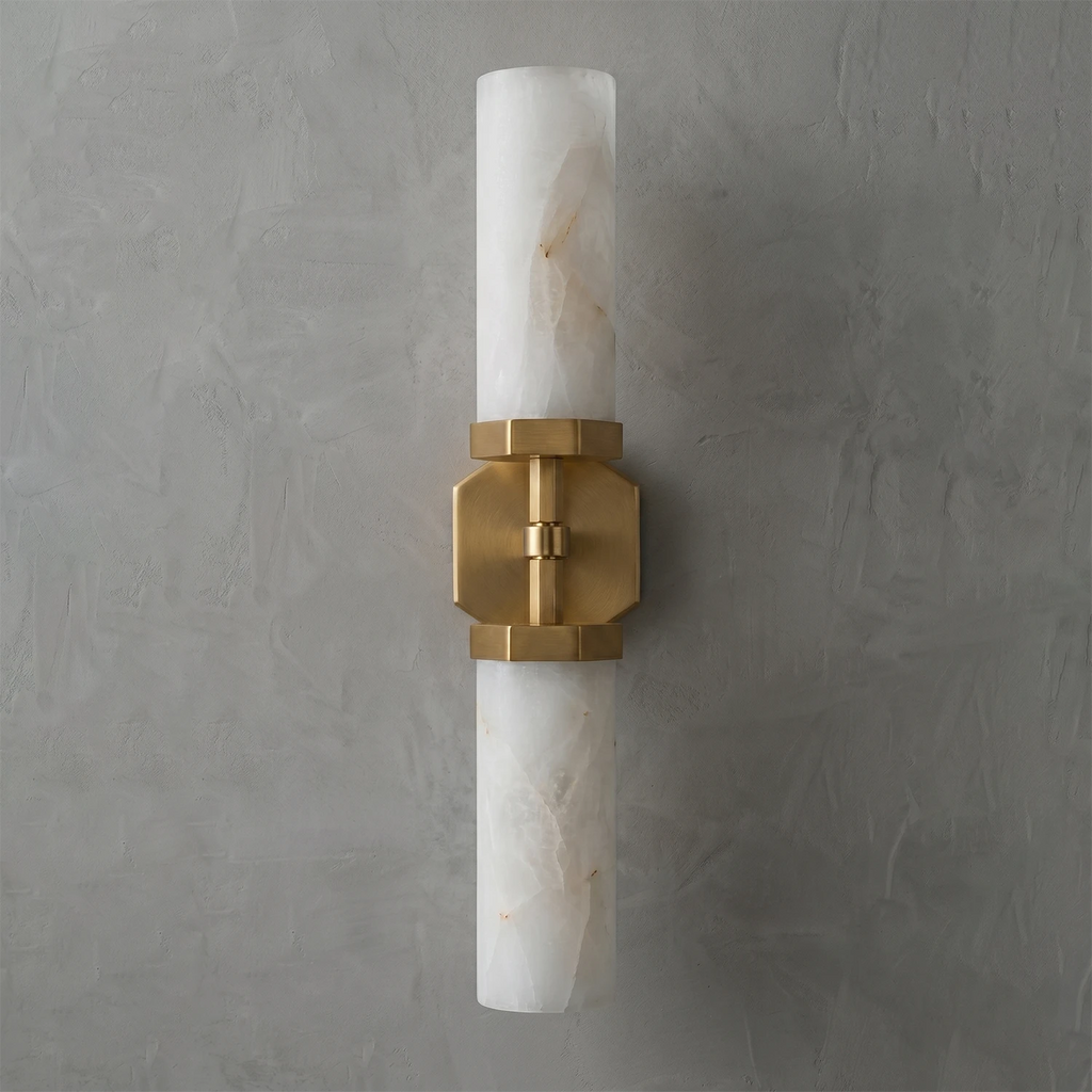Alabastrine Twin Wall Light – White Alabaster and Metal