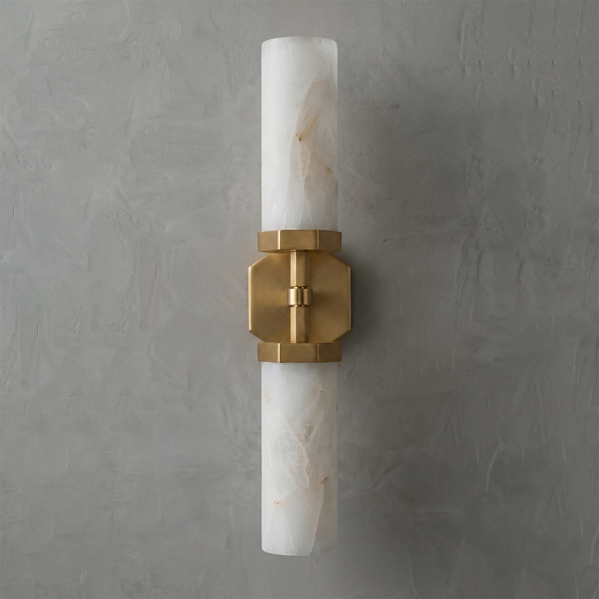 Alabastrine Twin Wall Light – White Alabaster and Metal