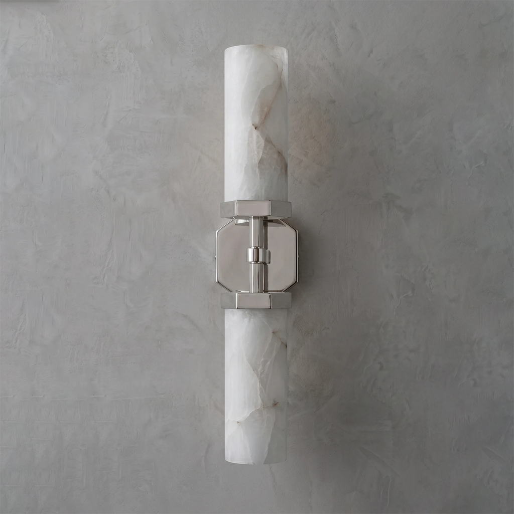 Alabastrine Twin Wall Light – White Alabaster and Metal