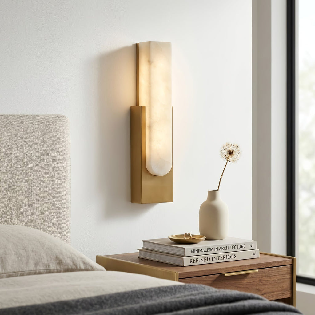 Alberta Sculpted Marble Wall Light – Antique Brass Frame
