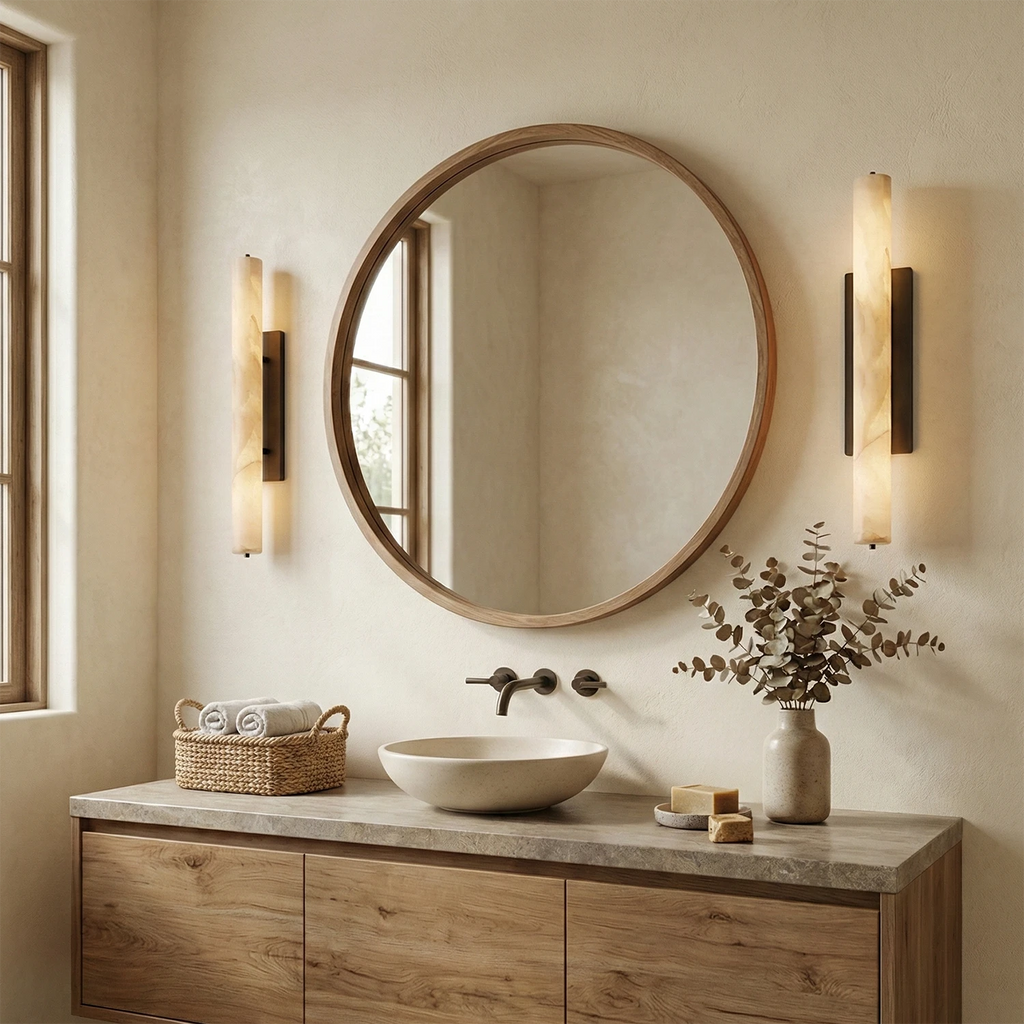Audon Wall Light – Natural Alabaster – Soft Diffusion, E27 (ES) Cap