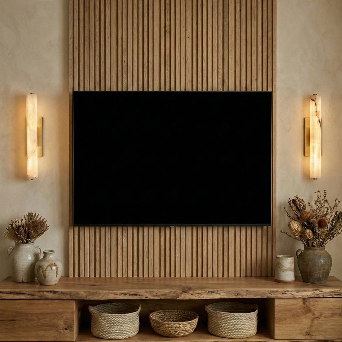 Audon Wall Light – Natural Alabaster – Soft Diffusion, E27 (ES) Cap