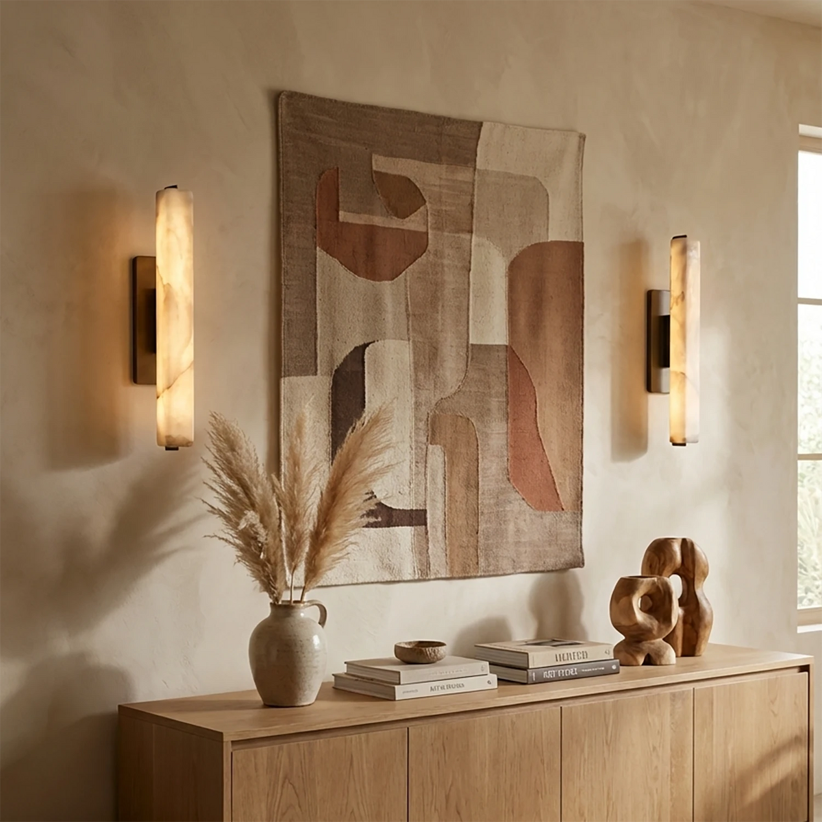 Audon Wall Light – Natural Alabaster – Soft Diffusion, E27 (ES) Cap