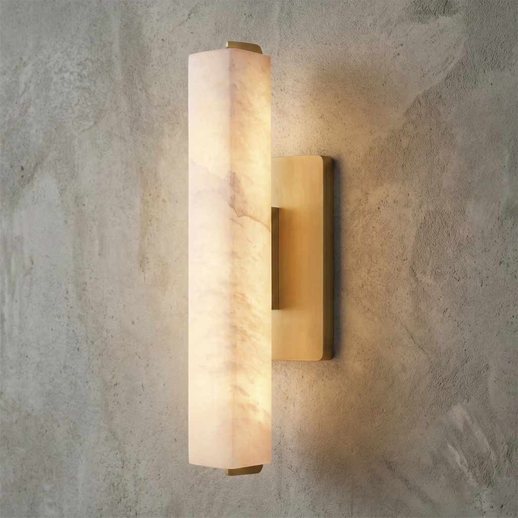 Audon Wall Light – Natural Alabaster – Soft Diffusion, E27 (ES) Cap