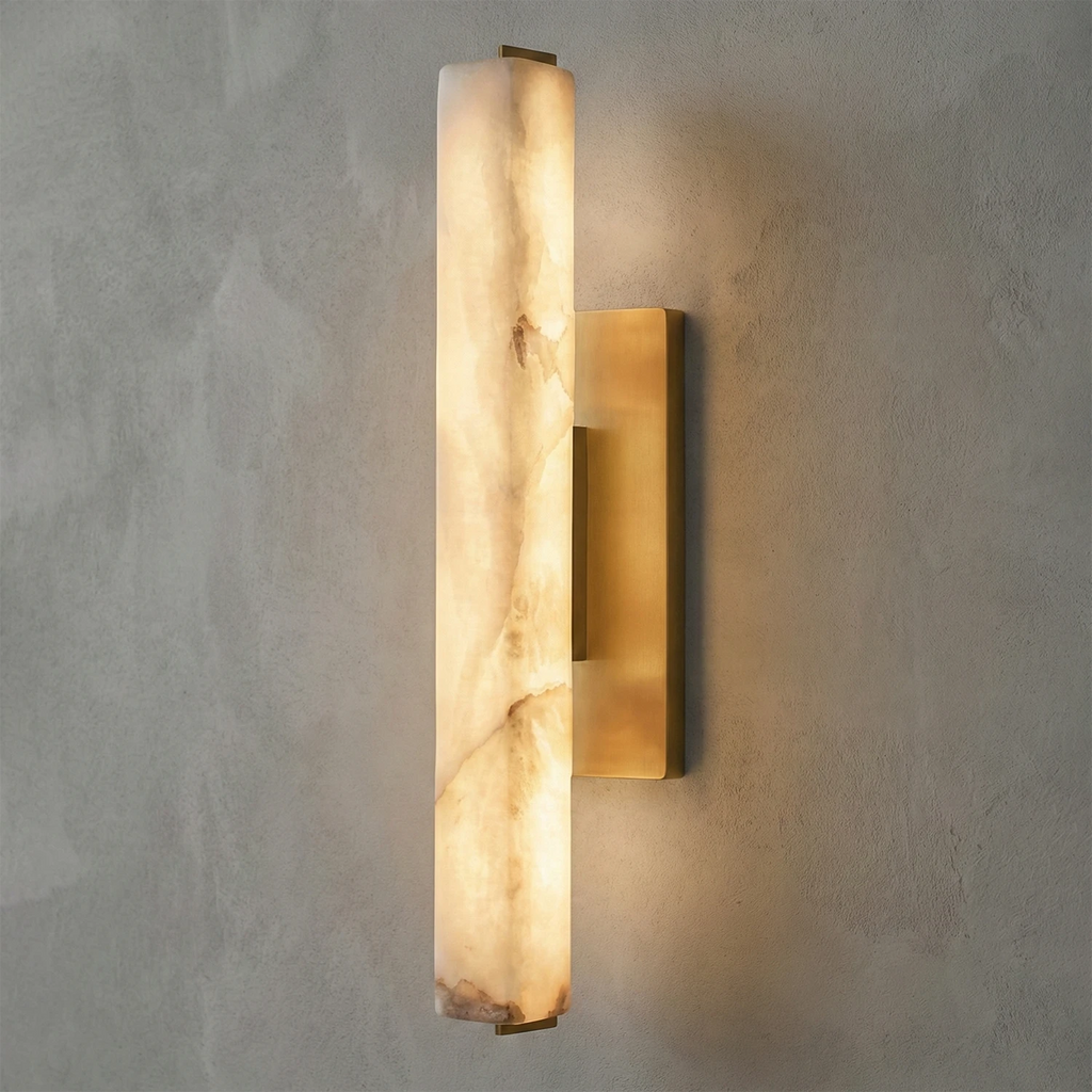 Audon Wall Light – Natural Alabaster – Soft Diffusion, E27 (ES) Cap