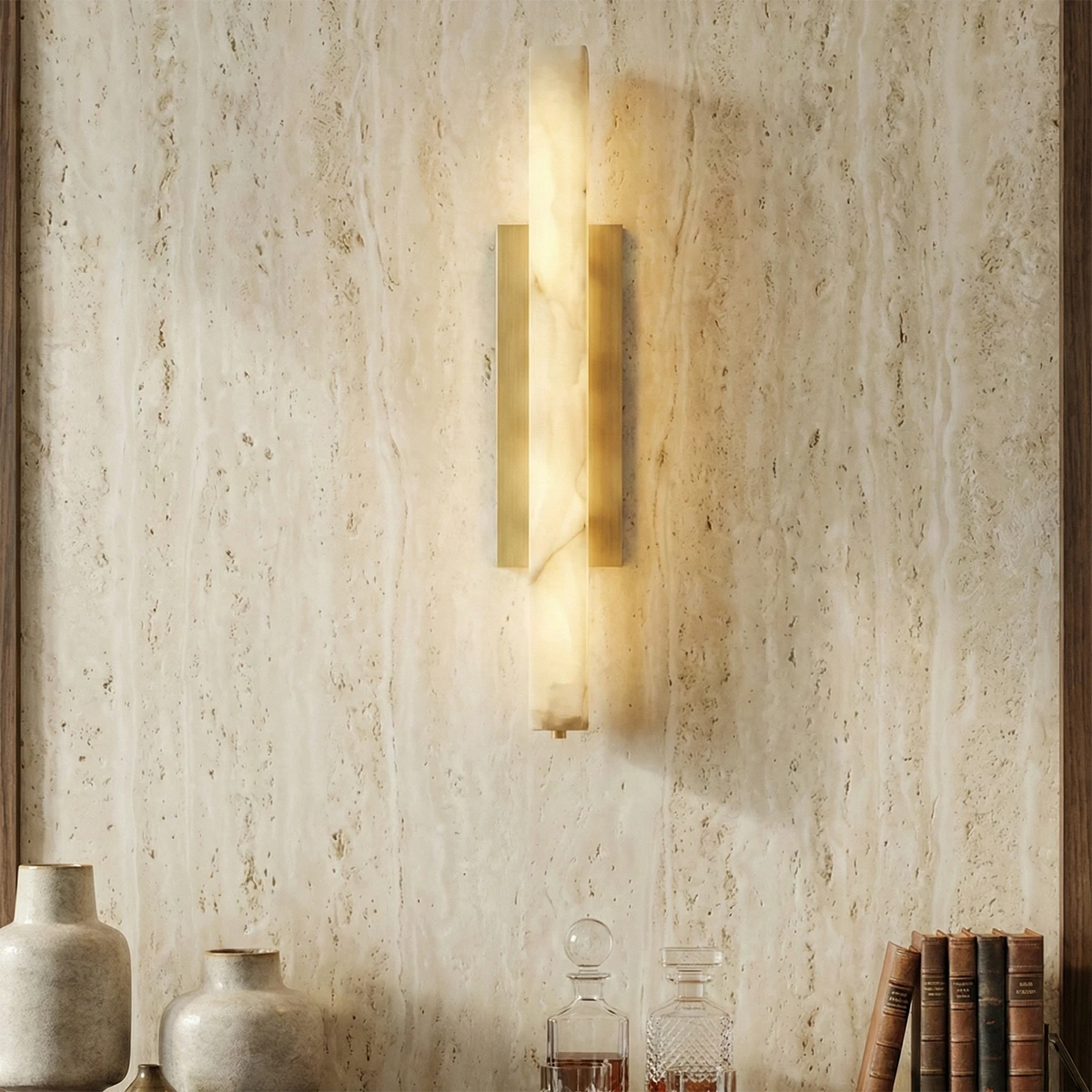 Audon Wall Light – Natural Alabaster – Soft Diffusion, E27 (ES) Cap