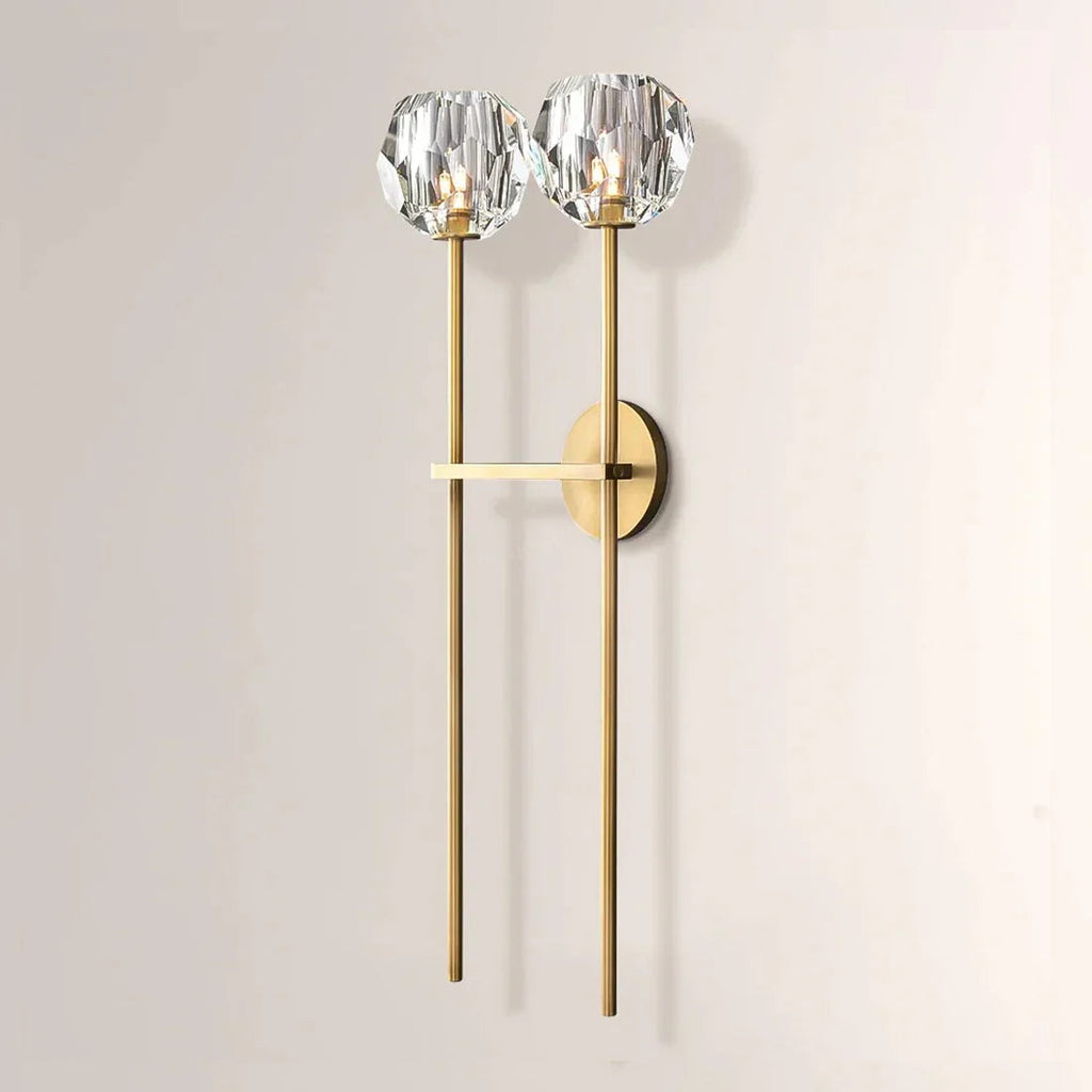 Cristaline wall light in solid brass with cut crystal