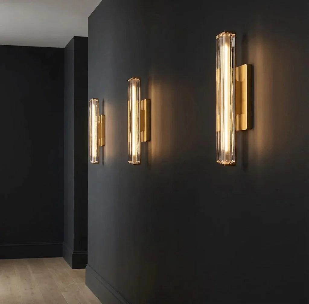 Brass and Black Crystal Wall Light – Dimmable Ambient LED
