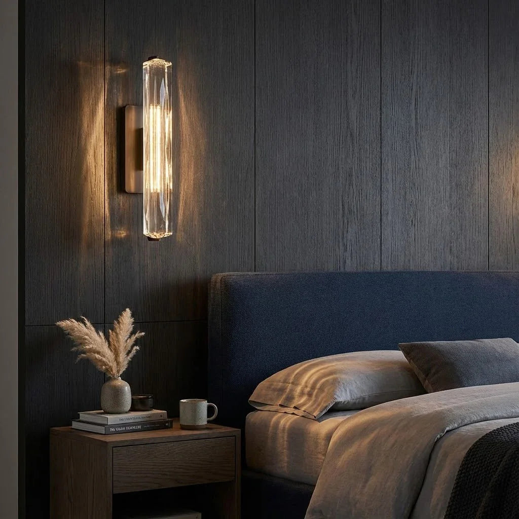 Brass and Black Crystal Wall Light – Dimmable Ambient LED