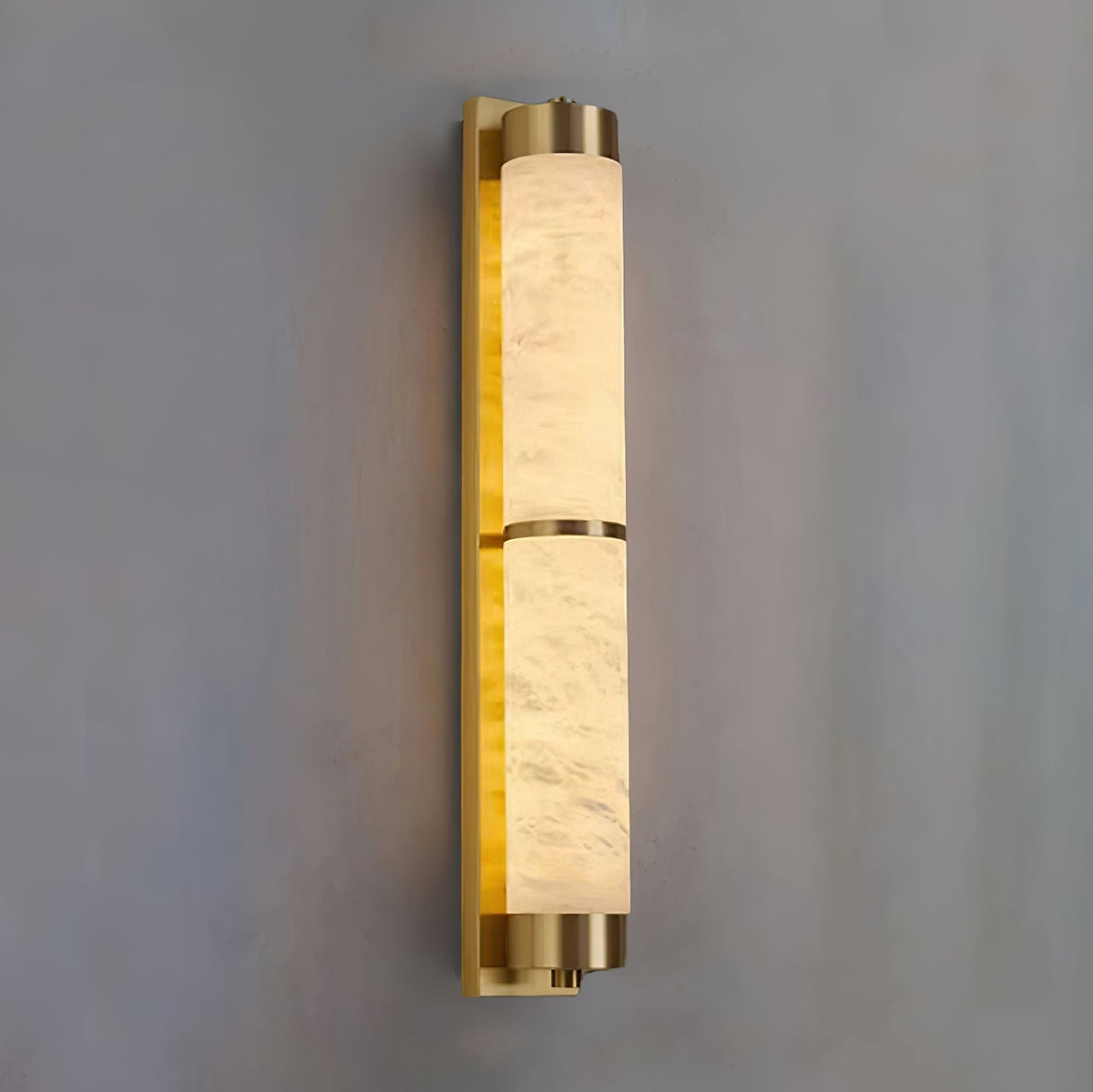 Cylindra wall light in alabaster and brass