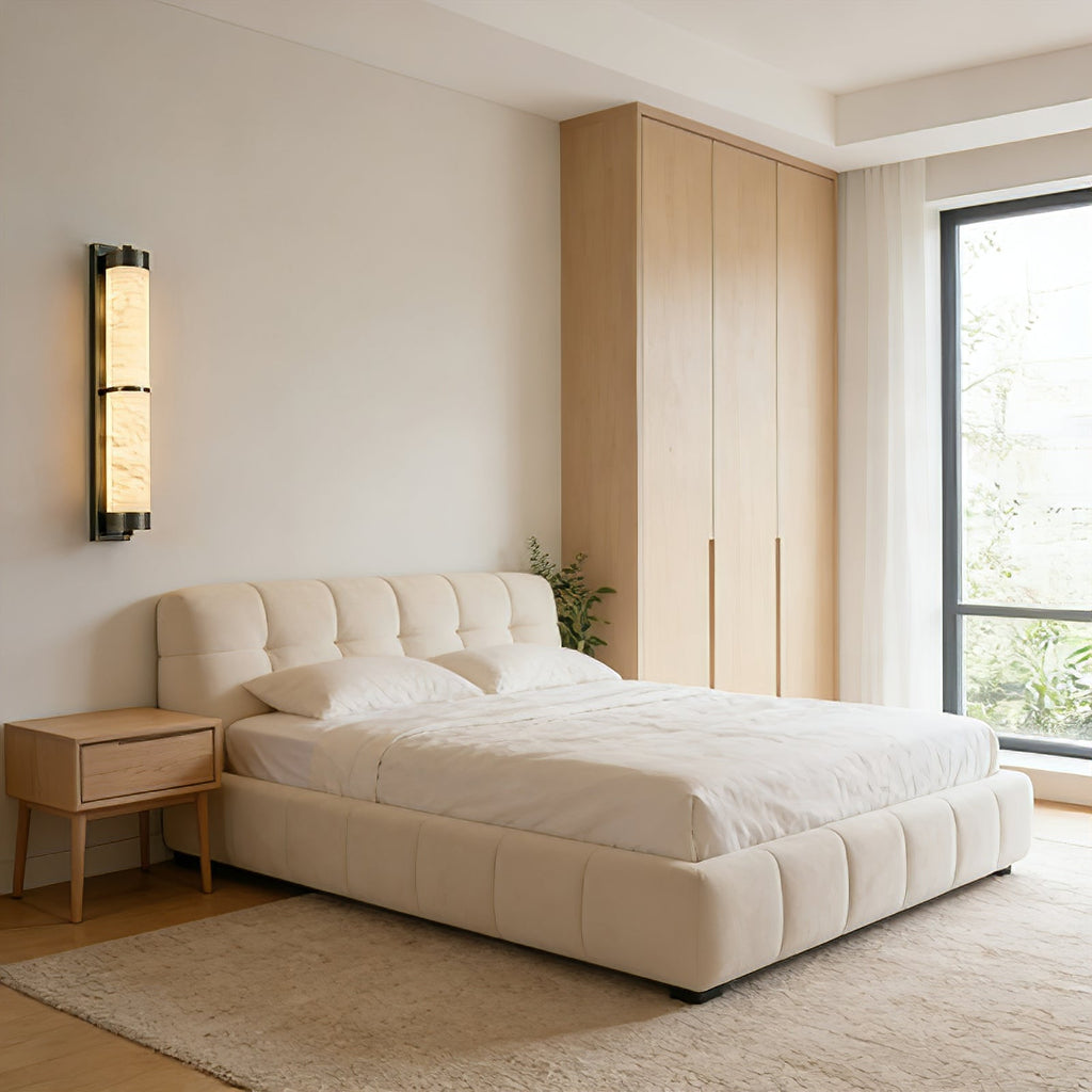 Cylindra wall light in alabaster and brass