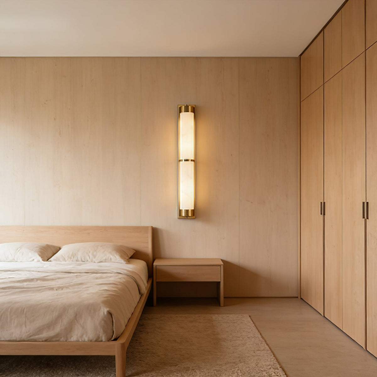 Cylindra wall light in alabaster and brass