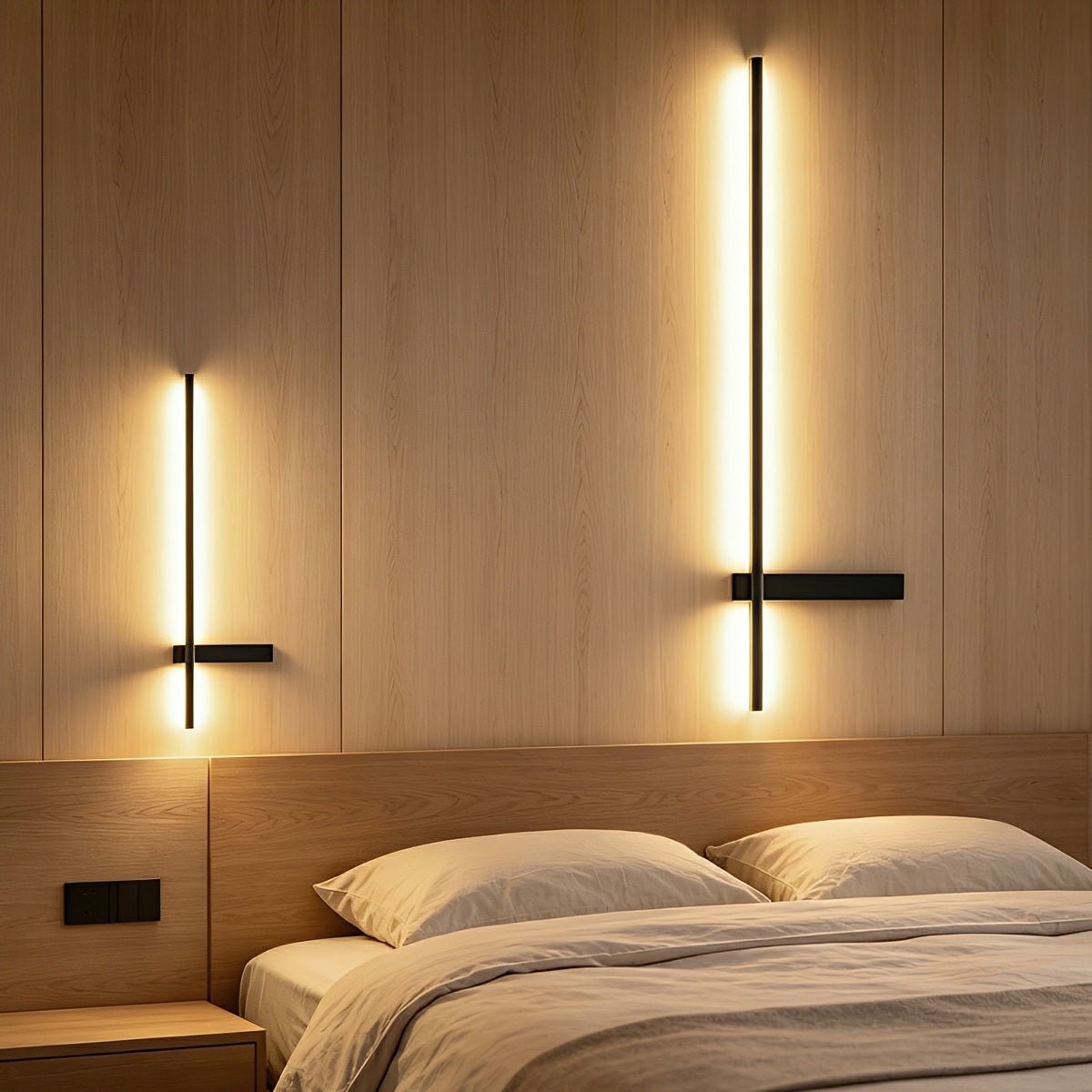 Interlaced outdoor wall light in brushed black aluminium, 60 to 120cm