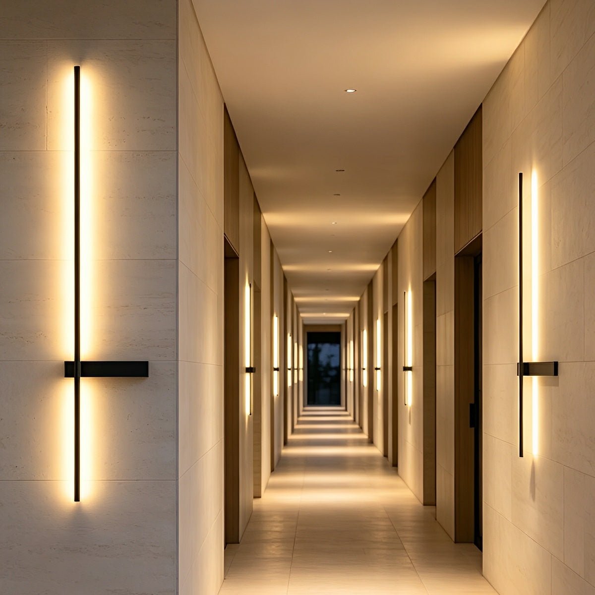 Interlaced outdoor wall light in brushed black aluminium, 60 to 120cm
