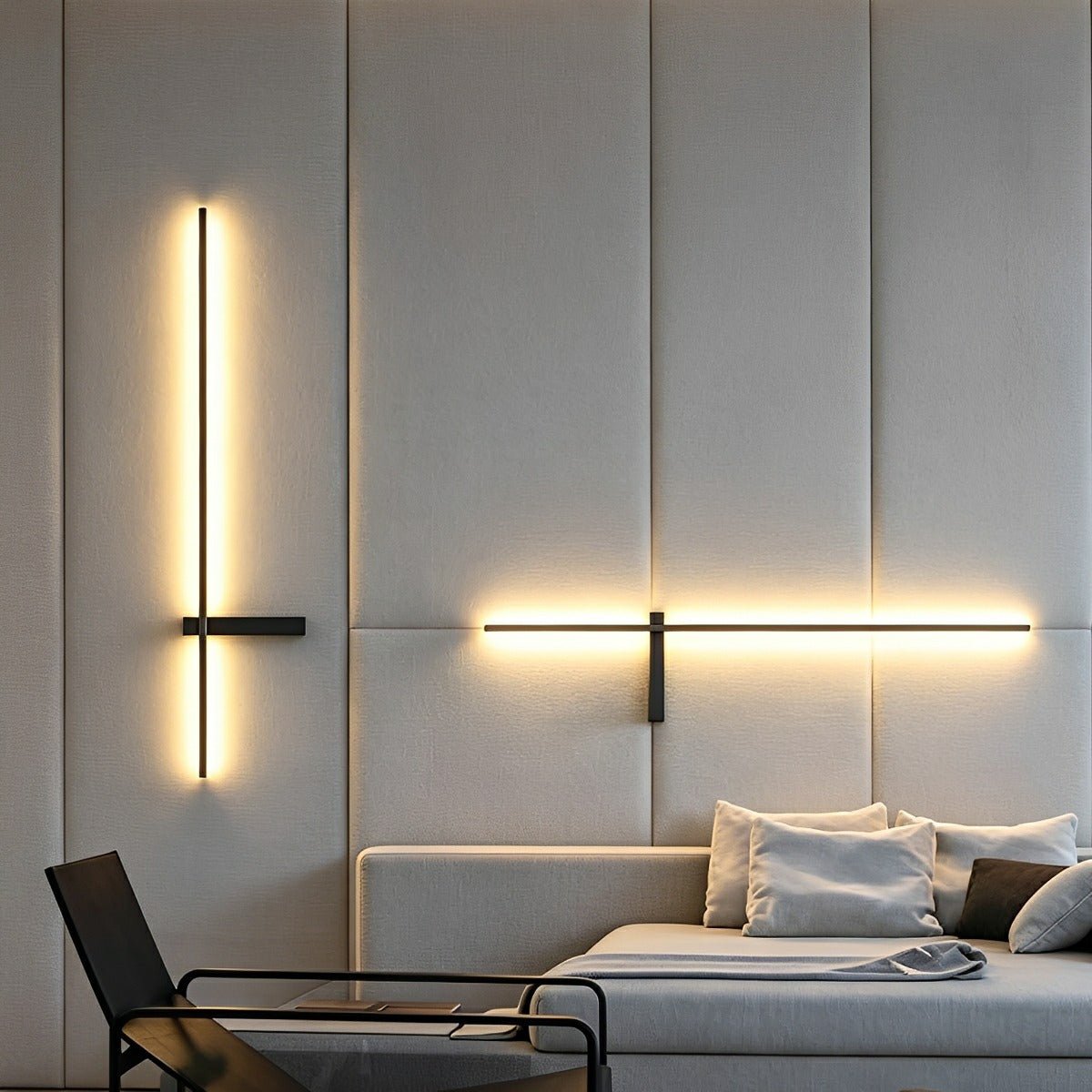 Interlaced outdoor wall light in brushed black aluminium, 60 to 120cm
