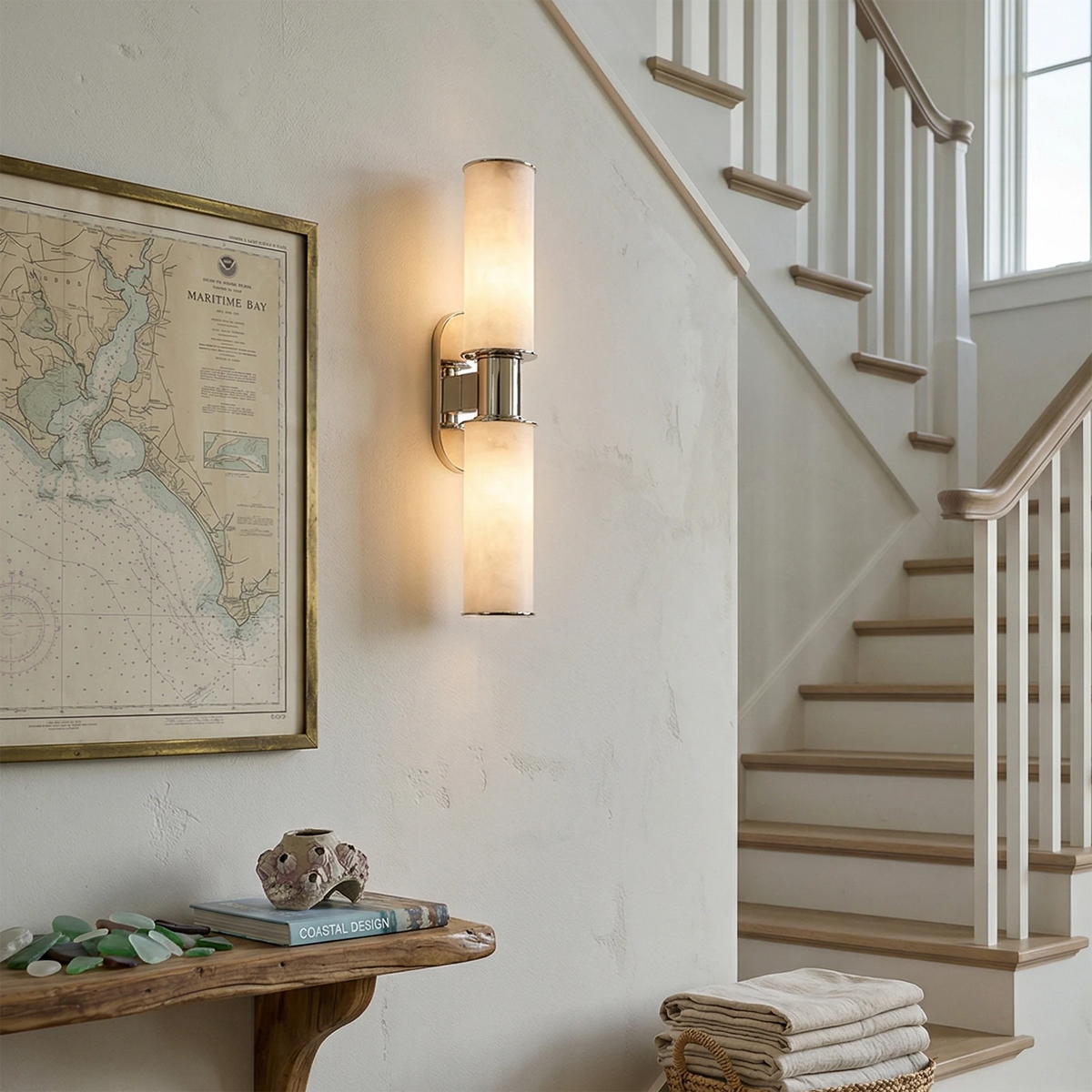 Harlyn Alabaster Wall Light – Bronze or Nickel, H 56.8cm