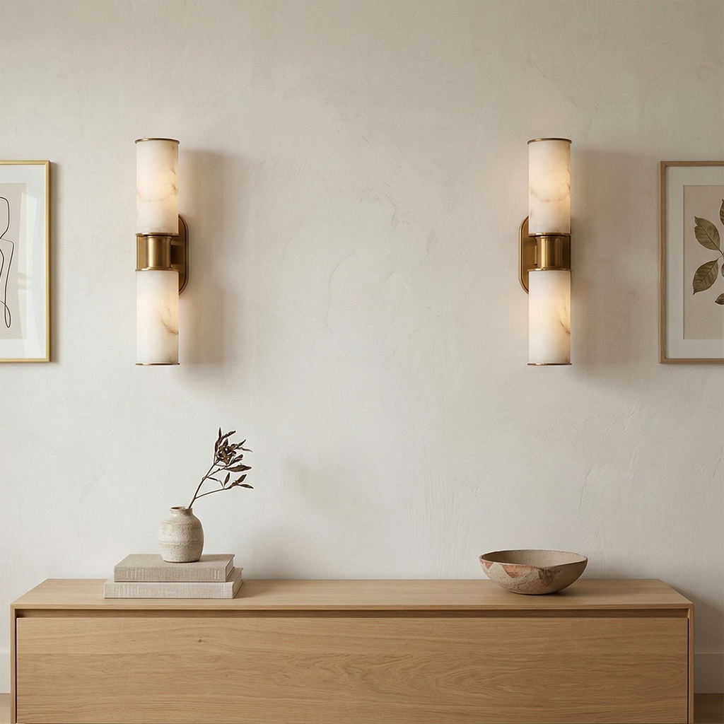 Harlyn Alabaster Wall Light – Bronze or Nickel, H 56.8cm