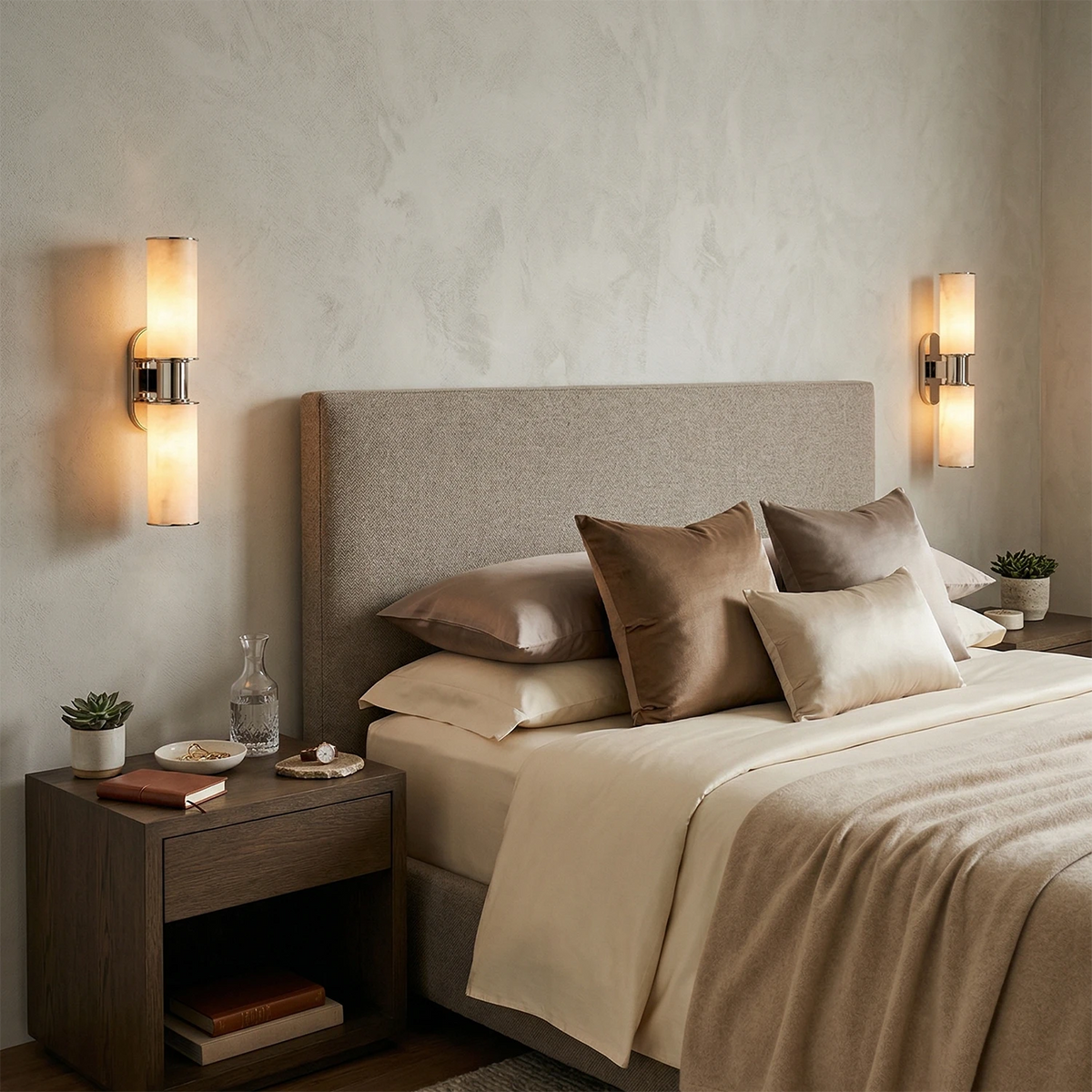 Harlyn Alabaster Wall Light – Bronze or Nickel, H 56.8cm