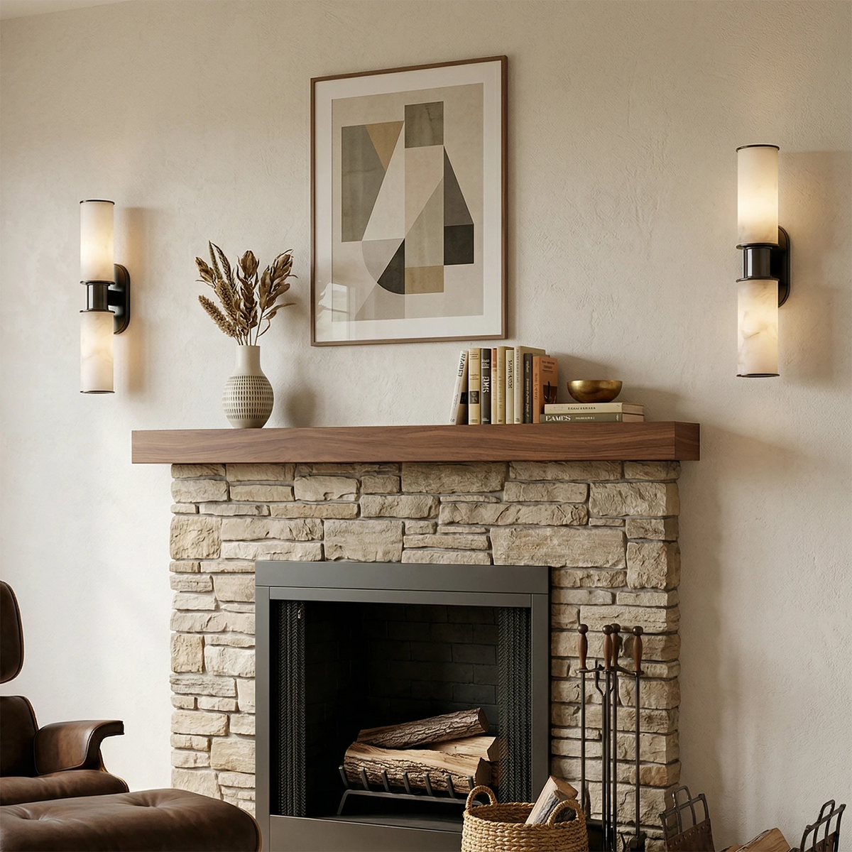 Harlyn Alabaster Wall Light – Bronze or Nickel, H 56.8cm